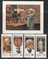 MALDIVES - N°907/10+Bloc N°84 ** (1982) Robert Koch - Malediven (1965-...)