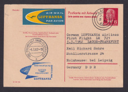 Flugpost Brief Air Mail DDR Ganzsache P 65 A F Lagos Frankfurt Lufthansa Nach - Postkaarten - Gebruikt