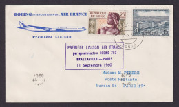 Flugpost Brief Air Mail Air France Boeing Intercontinental Erstflug Brazzaville - Usados