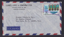 Nicaragua Luftpost Brief EF Mittelamerika 40c Managua Nach New York USA - Nicaragua