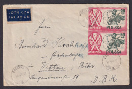 Warschau Polen Brief MEF Flugpost PRL Polnische Volksrepublik Witten - Storia Postale