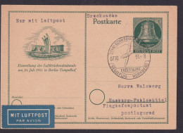 Flugpost Airmail Luftpost Berlin Ganzsache P 24 Selt SST Segelflug Hornberg - Postkarten - Gebraucht