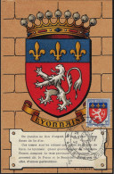 France 1943 Y&T 572 Sur Carte Maximum. Armoiries De Provinces. Lyonnais - 1941-66 Wappen