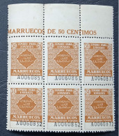 Maroc Espagnol - Marruecos - TIMBRE PARA ENVASES Marron 50 Centimos - Bloc De 6 Neufs** - RR - Marocco Spagnolo