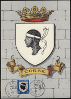 France 1946 Y&T 755 Sur Carte Maximum. Armoiries De Provinces. Corse - 1941-66 Coat Of Arms And Heraldry