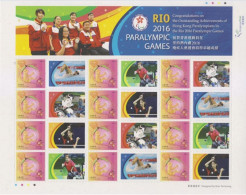 China Hong Kong 2016 Congratulations On The Outstanding Achievements In The Rio Paralympic Games Sheetlet - Unused Stamps