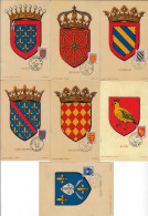 France 1954 Y&T 999 à 1005, Cartes Maxima. Armoiries Des Provinces. Maine, Navarre, Nivernais, Bourbonnais Angoumois - 1941-66 Escudos Y Blasones