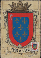 France 1954 Y&T 999, Carte Maximum. Armoiries Des Provinces. Maine - 1941-66 Coat Of Arms And Heraldry