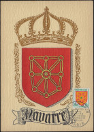 France 1954 Y&T 1000, Carte Maximum. Armoiries Des Provinces. Navarre - 1941-66 Coat Of Arms And Heraldry