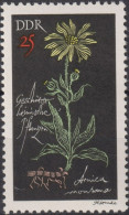 1966 DDR, ** Mi:DD 1244, Yt:DD 935, Geschützte Pflanzen, Bergarnika, (Arnica Montana) - Plantas Medicinales