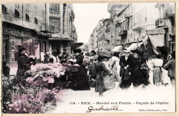 03545 / NICE Alpes-Maritimes Marché Aux Fleurs Façade De L' OPERA Magasin Importation De Beurre 1910s GILETTA  - Markets, Festivals