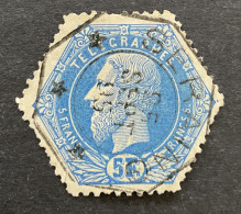 TG7a Bleu De Prusse Gestempeld TELEGRAAFSTEMPEL SERAING - Timbres Télégraphes [TG]