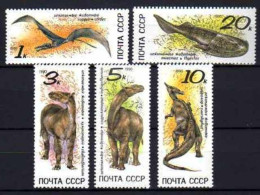 Russie URSS 1990 Animaux Préhistoriques (20) Yvert N° 5780 à 5784 Oblitéré Used - Used Stamps