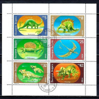 Bulgarie 1989 Animaux Préhistoriques (28) Yvert N° 3313 à 3319 Feuillet Oblitéré Used - Used Stamps