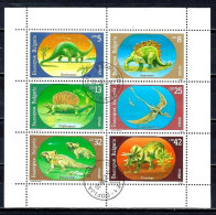 Bulgarie 1989 Animaux Préhistoriques (28) Yvert N° 3313 à 3319 Feuillet Oblitéré Used - Usados