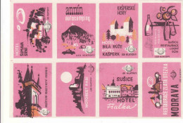 Czechoslovakia - Czechia 8 Matchbox Labels, Autocamping Annin Motorest Rabí Hotely Bíla Ruže, Srní, Kašperk, Fialka - Boites D'allumettes - Etiquettes