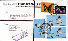 PAKISTAN, Letter, Siberian Cranes, Butterfly   /  Lettre, Grues Sibériennes, Papillon - Aves Gruiformes (Grullas)