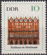 1967 DDR, ** Mi:DD 1246, Yt:DD 943, Rathaus Stralsund, Bedeutende Bauten (I) - Otros & Sin Clasificación