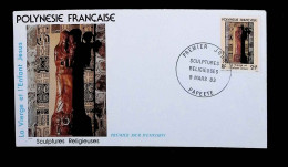 CL, FDC, 1 Er Jour,  Polynésie Française, Papeete, 9 Mars 83, Sculptures Religieuses, La Vierge Et L'Enfant Jesus - FDC