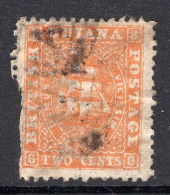 British Guiana 1860-63 Ship - Medium Paper - P.12½ - 2c Orange Used (SG 68) - Faults - British Guiana (...-1966)