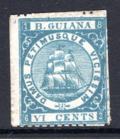 British Guiana 1860-63 Ship - Medium Paper - P.12½ - 6c Blue MNG (SG 69) - British Guiana (...-1966)
