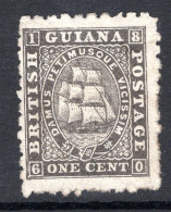 British Guiana 1860-63 Ship - Medium Paper - P.10 - 1c Black MNG (SG 85) - British Guiana (...-1966)