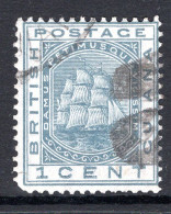 British Guiana 1876-79 Ship - Wmk. Crown CC - P.14 - 1c Slate Used (SG 126) - British Guiana (...-1966)