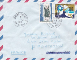 MALI --1968- Lettre BAMAKO  à MONTESSON-78 (France)....timbres Insecte + Unesco.....cachet Bamako Philatélie - Mali (1959-...)