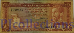 ETHIOPIA 5 DOLLARS 1966 PICK 26a AVF - Etiopia