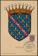 France 1955 Y&T 1045, Carte Maximum. Armoiries Des Provinces. Marche - 1941-66 Coat Of Arms And Heraldry