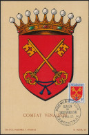 France 1955 Y&T 1047, Carte Maximum. Armoiries Des Provinces. Comtat Venaissin. Clés - 1941-66 Wappen