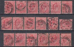 Great Britain - GB / UK 1902 ⁕ KEVII. 1d, One Penny 18v Used / Shades / Unchecked - Postmark - See Scan - Used Stamps