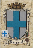 France 1958 Y&T 1180 Sur Carte Maximum. Armoiries Des Villes. Marseille - 1941-66 Coat Of Arms And Heraldry
