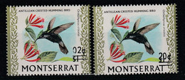 MONTSERRAT- N°313+316 ** (1974) Surchargé - Oiseaux - Montserrat
