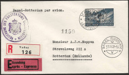 Liechtenstein 1939: Erstflug (ED) Basel-Rotterdam Mit Zu D28 Mi D27 Yv TS27 Mit ⊙ VADUZ 13.IV.39 Via BASEL 17.IV.39 - Aéreo