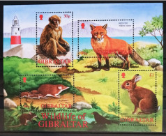 GIBRALTAR - IVERT HOJA BLOQUE Nº 51 NUEVOS ** FAUNA SALVAJE FELINO; ROEDORES; - Gibraltar