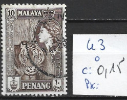 MALAISIE PENANG 43 Oblitéré Côte 0.15 € - Penang