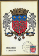 France 1962 Y&T 1352 Sur Carte Maximum. Armoiries Des Villes. Amiens - 1941-66 Coat Of Arms And Heraldry