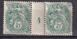 ALEXANDRIE - 5 C. Blanc Millésime 4 Défectueux - Unused Stamps