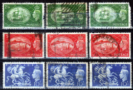 Great Britain - GB / UK 1951 ⁕ 2/6d, 5s, 10s KGVI. Mi.251-253, 9v Used - See Scan (some Damaged) - Usati