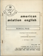 American Aviation English.Technical Phase.1954.HQ Officer Military Schools USAF.Lackland AFB.San Antonio.Texas. - Aviación