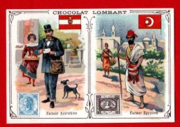 Chromo Chocolat Lombart. Facteurs De Différents Pays. Facteur Autrichien Et Facteur Egyptien. - Lombart