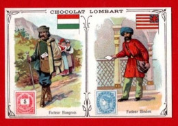 Chromo Chocolat Lombart. Facteurs De Différents Pays. Facteur Hongrois Et Facteur Hindou. - Lombart