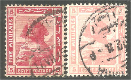 316 Egypte Sphinx Five Shillings Red Rose Rouge Deux Couleurs (EGY-179) - 1866-1914 Khédivat D'Égypte