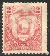 314 Equateur 1896 2c Red Rouge MH * Neuf CH (ECU-62) - Equateur