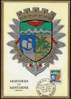 Réunion 1964 Y&T 346B Sur Carte Maximum. Armoiries Des Villes. Saint-Denis De La Réunion - 1941-66 Wapenschilden