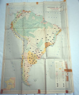 Carte D Amérique Du Sud Années 30,production Agricole Et Végétation, Format 64cm/90cm - Geographical Maps