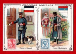 Chromo Chocolat Lombart. Facteurs De Différents Pays. Facteur Allemand Et Facteur Monténégrin. - Lombart