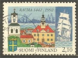 396 Finland 1992 Armoiries Coat Arms Rauma Bateau Boat Schiff Barco (FIN-184) - Gebruikt