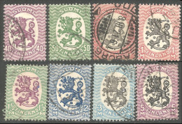 396 Finland 1917-29 8 Timbres Differents Stamps Lion Armoiries Coat Of Arms(FIN-165) - Oblitérés